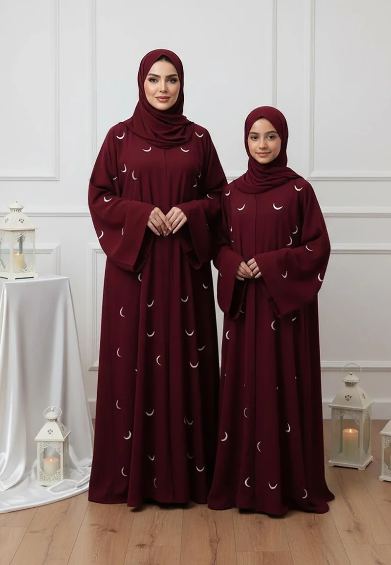 NUKHBAA  The Amar Abaya: Celestial Elegance for Mother & Daughter-769MD  (Dresses are sold individually. To create a matching mom and daughter set, please purchase two items in different sizes) for Women | Best Price UAE